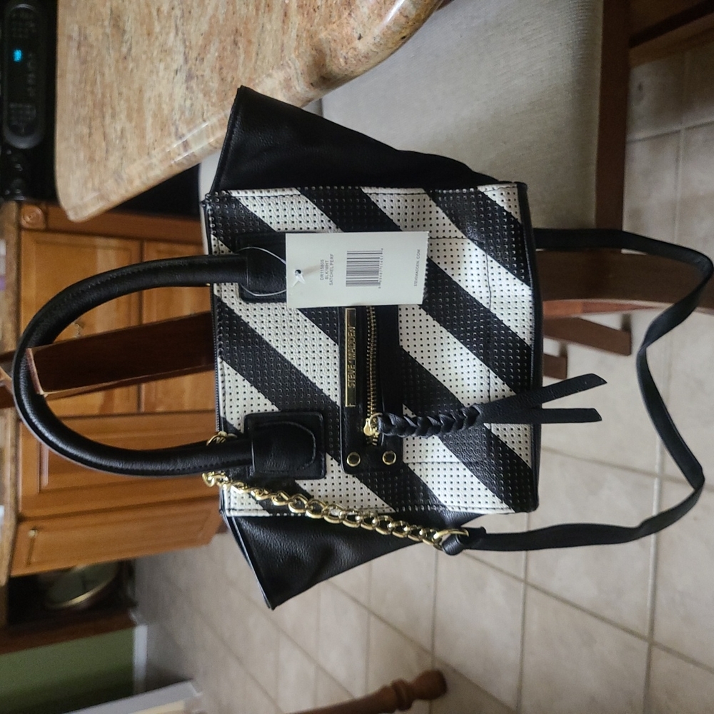 Steve Madden Black & White Perforated Mini Tote